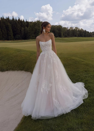 Ivory Glitter Lace Tulle Dreamy Wedding Dress With Bolero